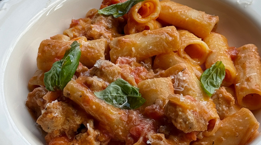 Quick and Easy One-Pan Creamy Sausage and Tomato Rigatoni Recipe